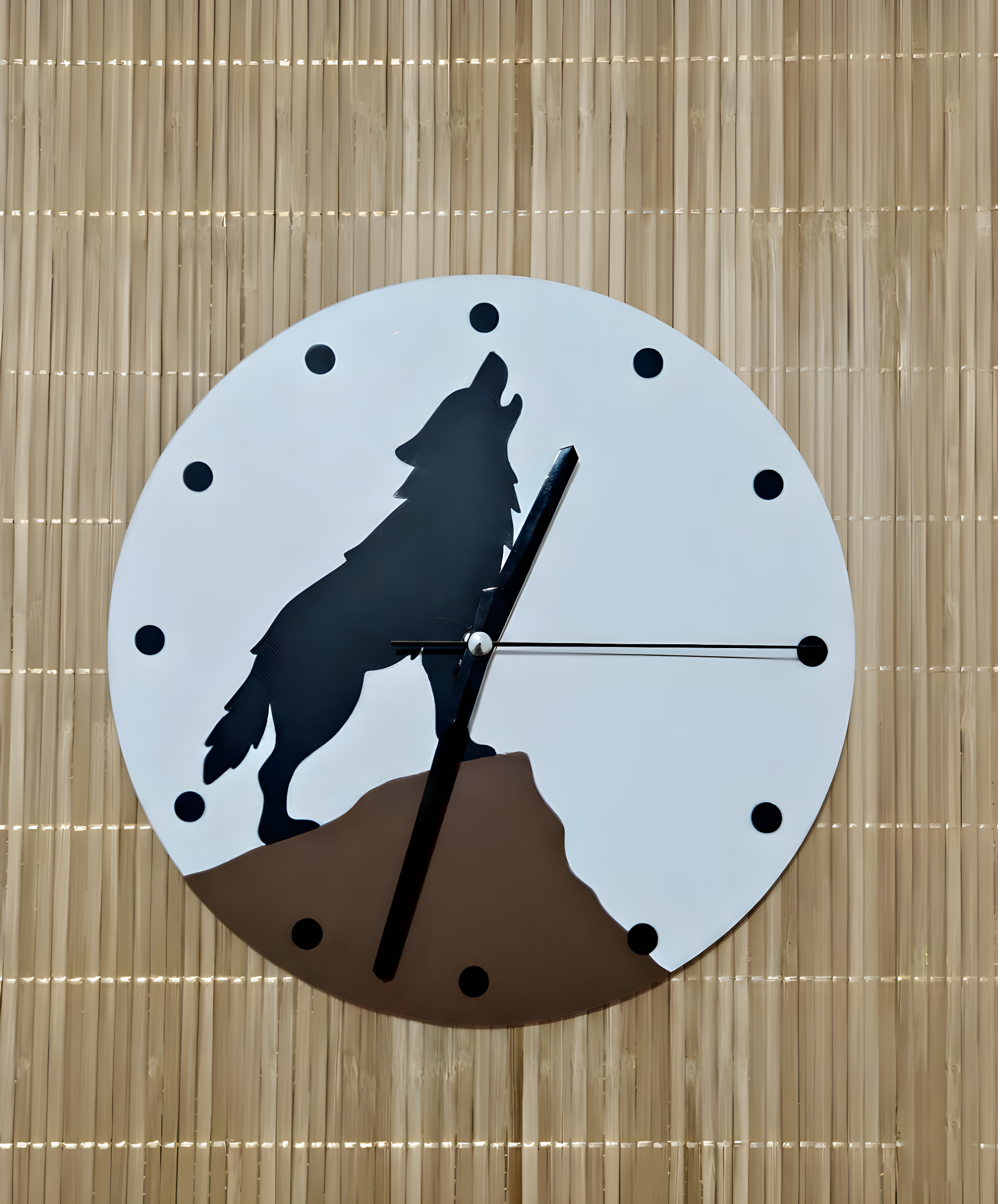 Bozkurt Motifli Duvar Saati - Beyaz & Siyah | 3D Baskı Tasarım