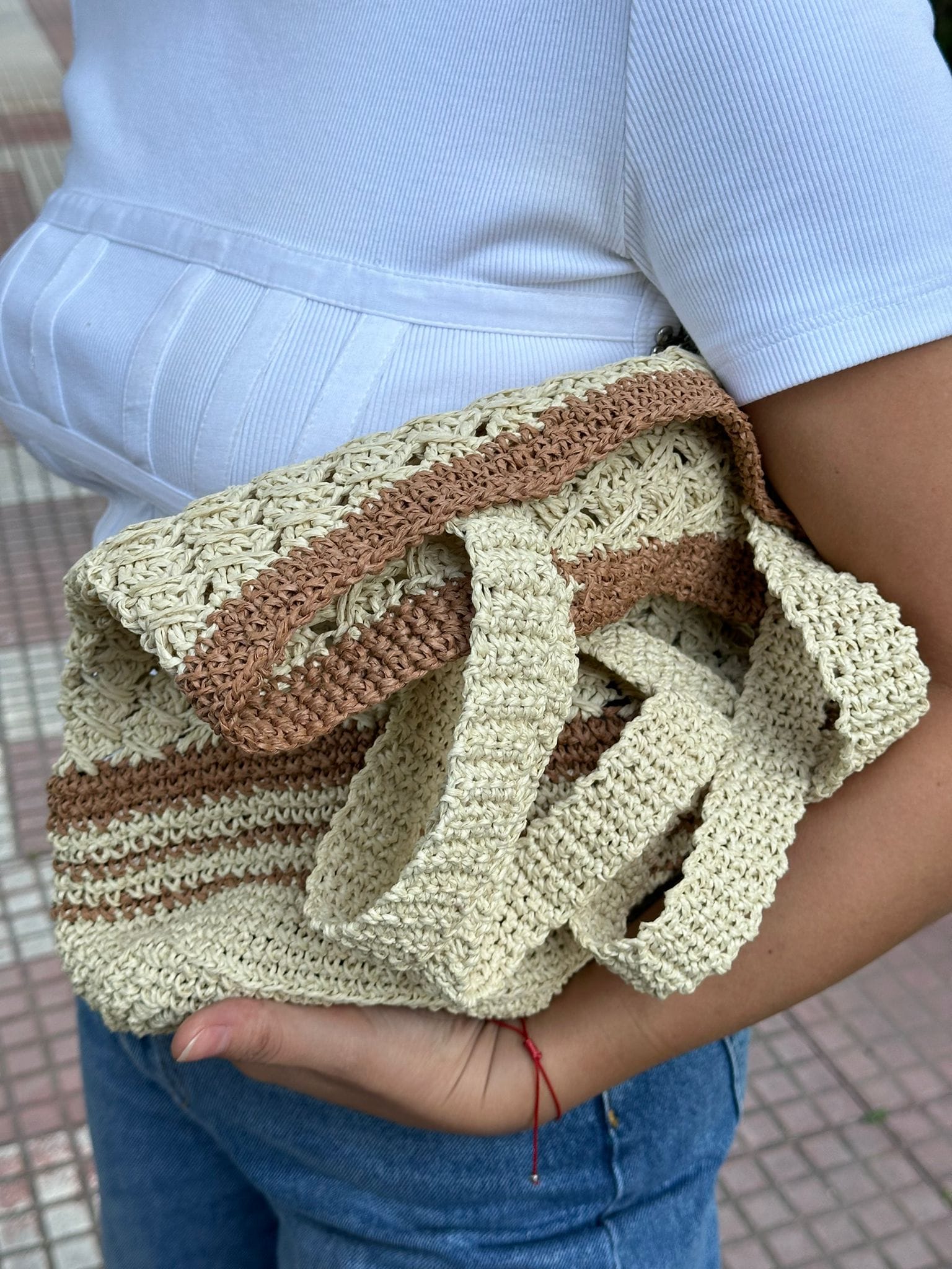 Petek Örgü Hasır Çanta