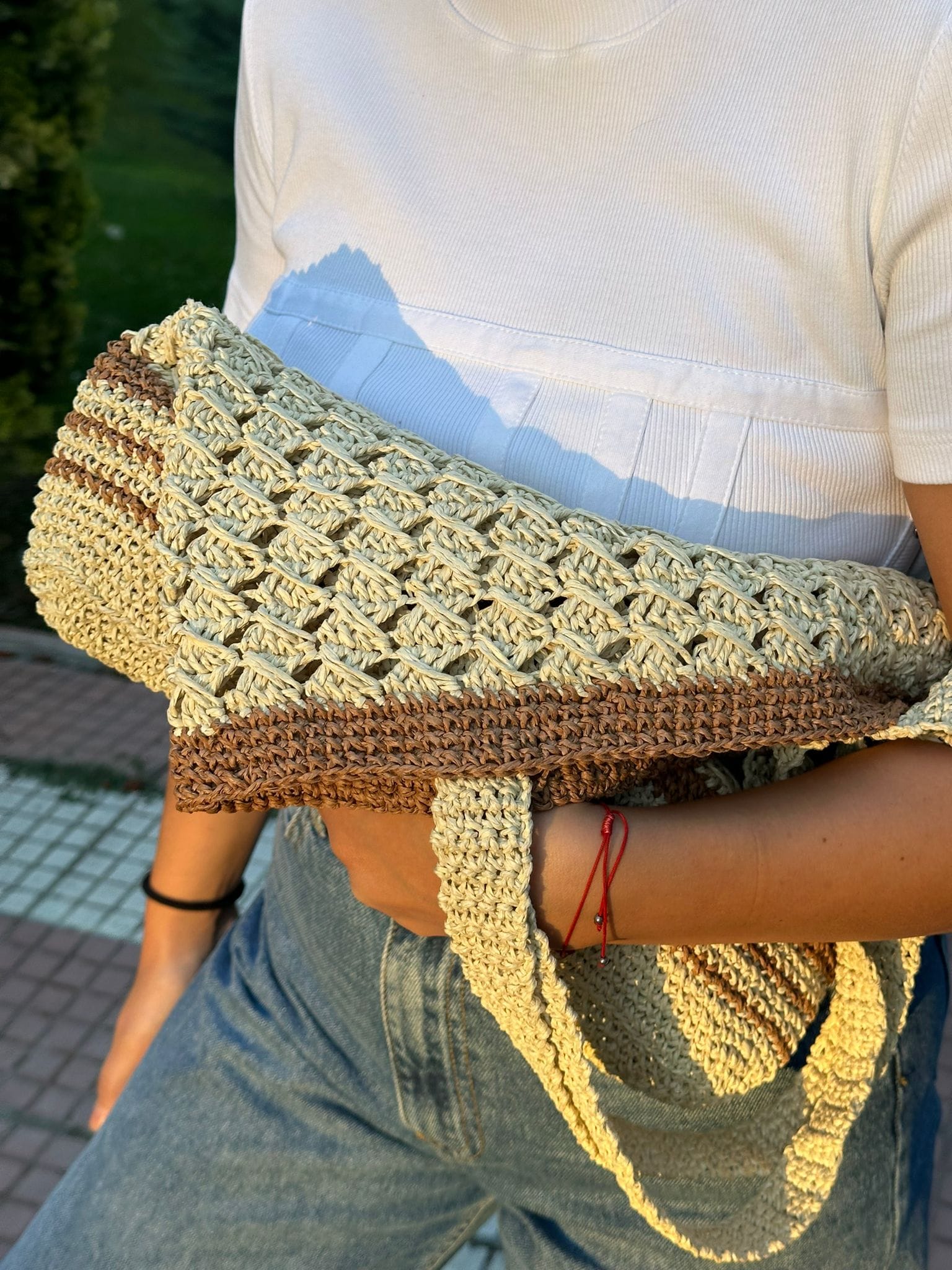 Petek Örgü Hasır Çanta