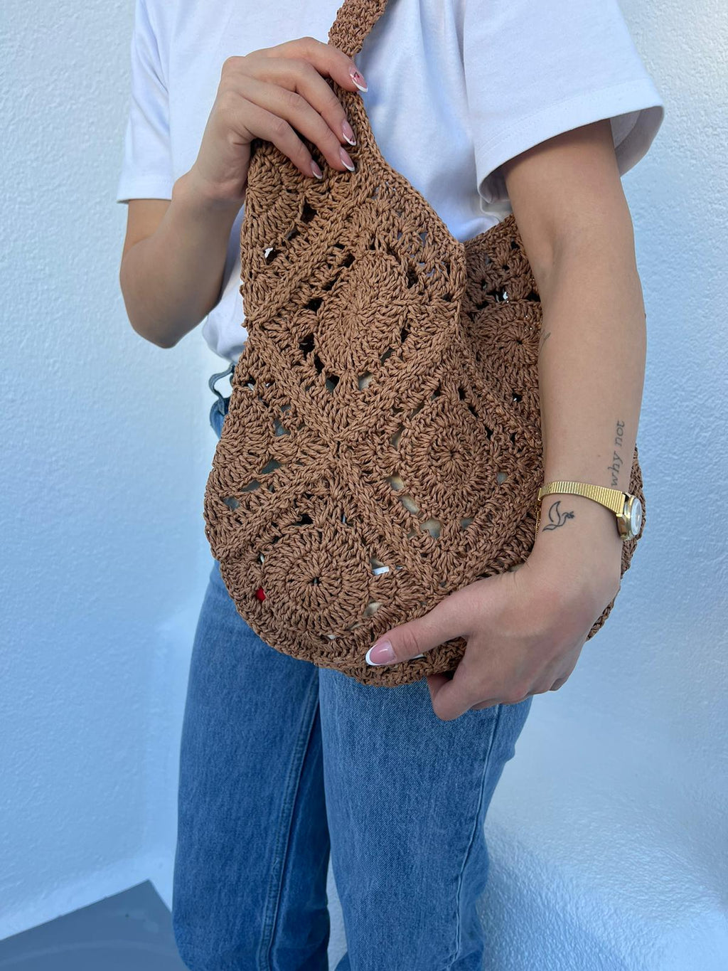 Karamel Düşüş Hasır Çanta