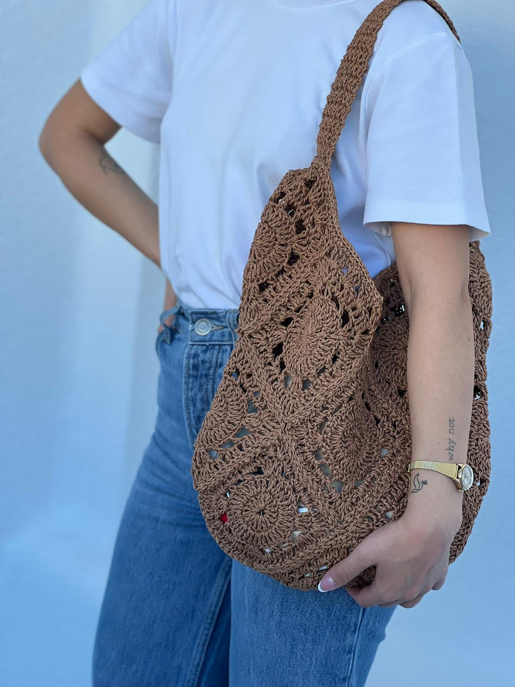 Karamel Düşüş Hasır Çanta