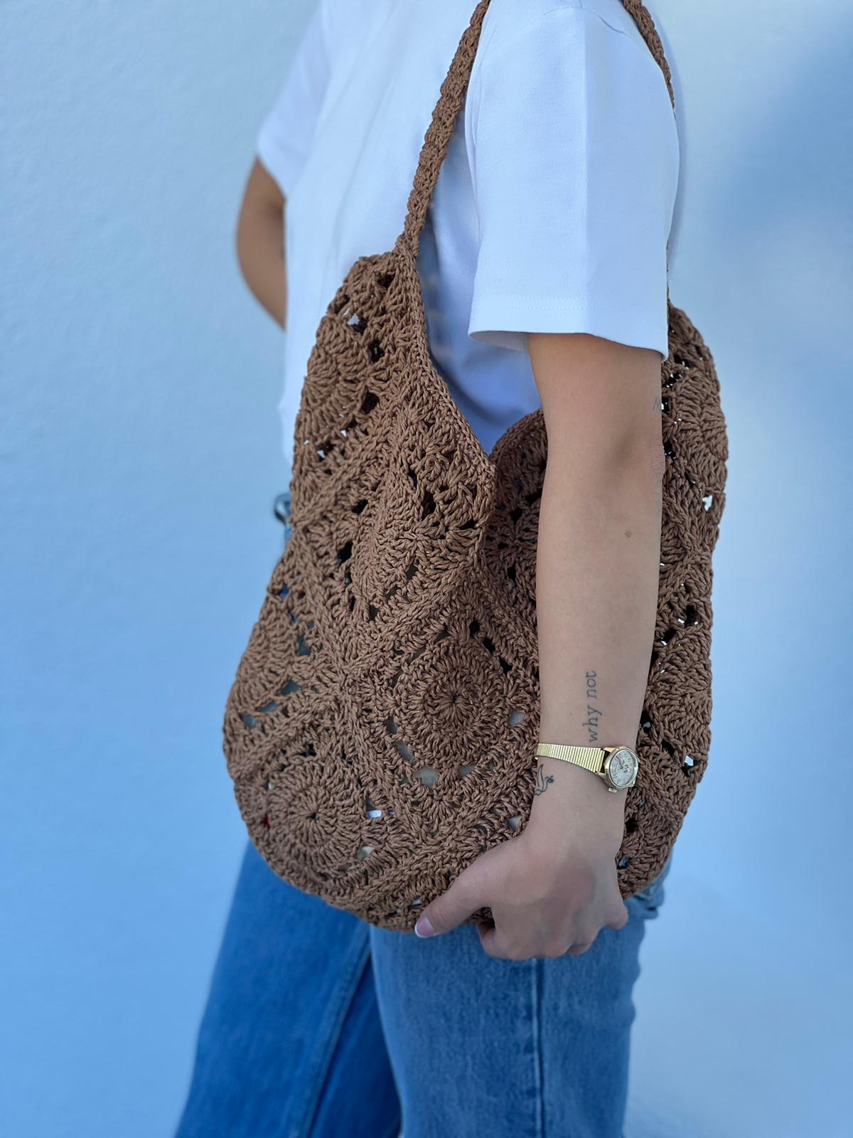 Karamel Düşüş Hasır Çanta