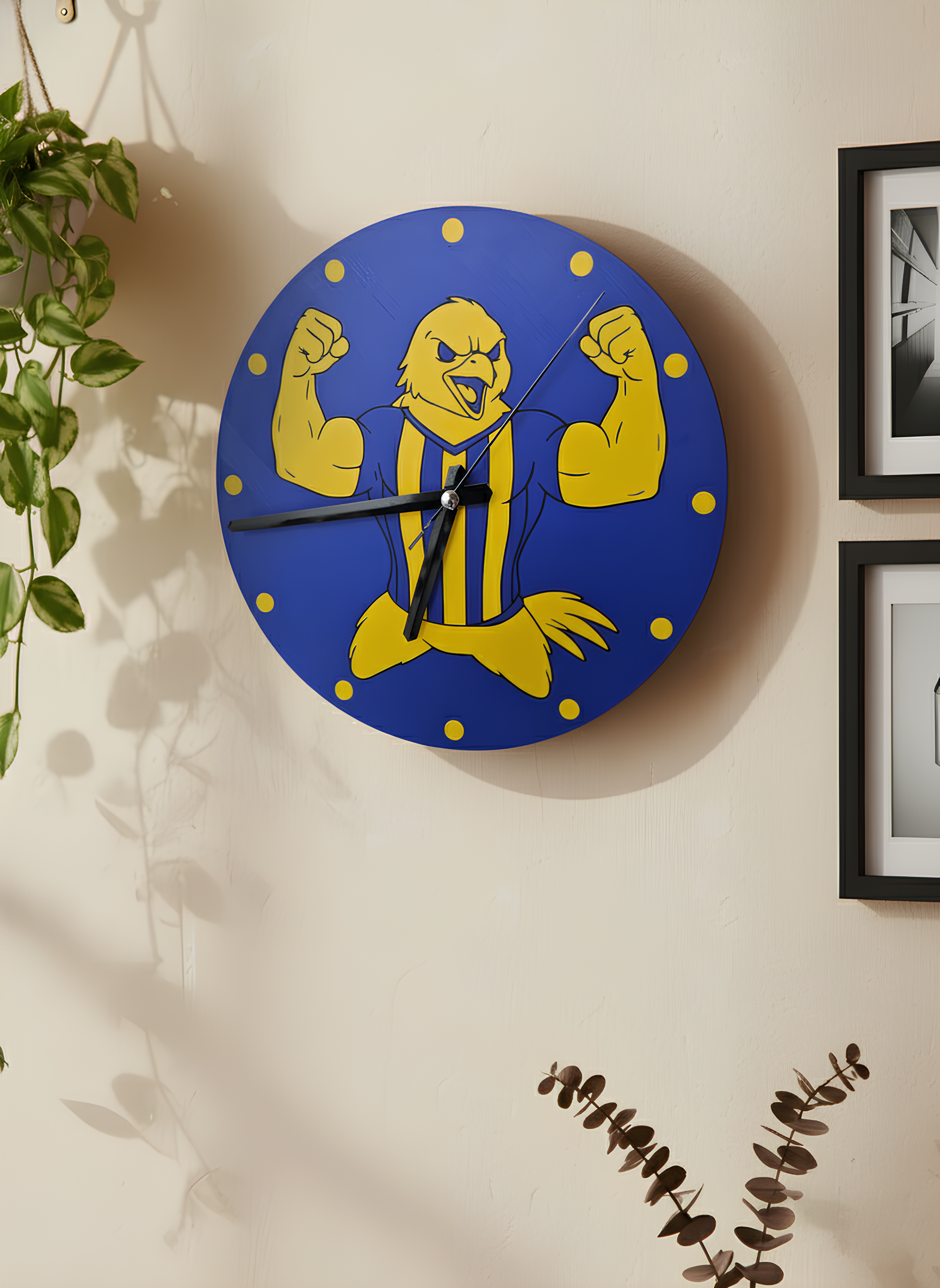 Sarı Lacivert Raksı Duvar Saati | Kanarya Ruhu Tasarımı
