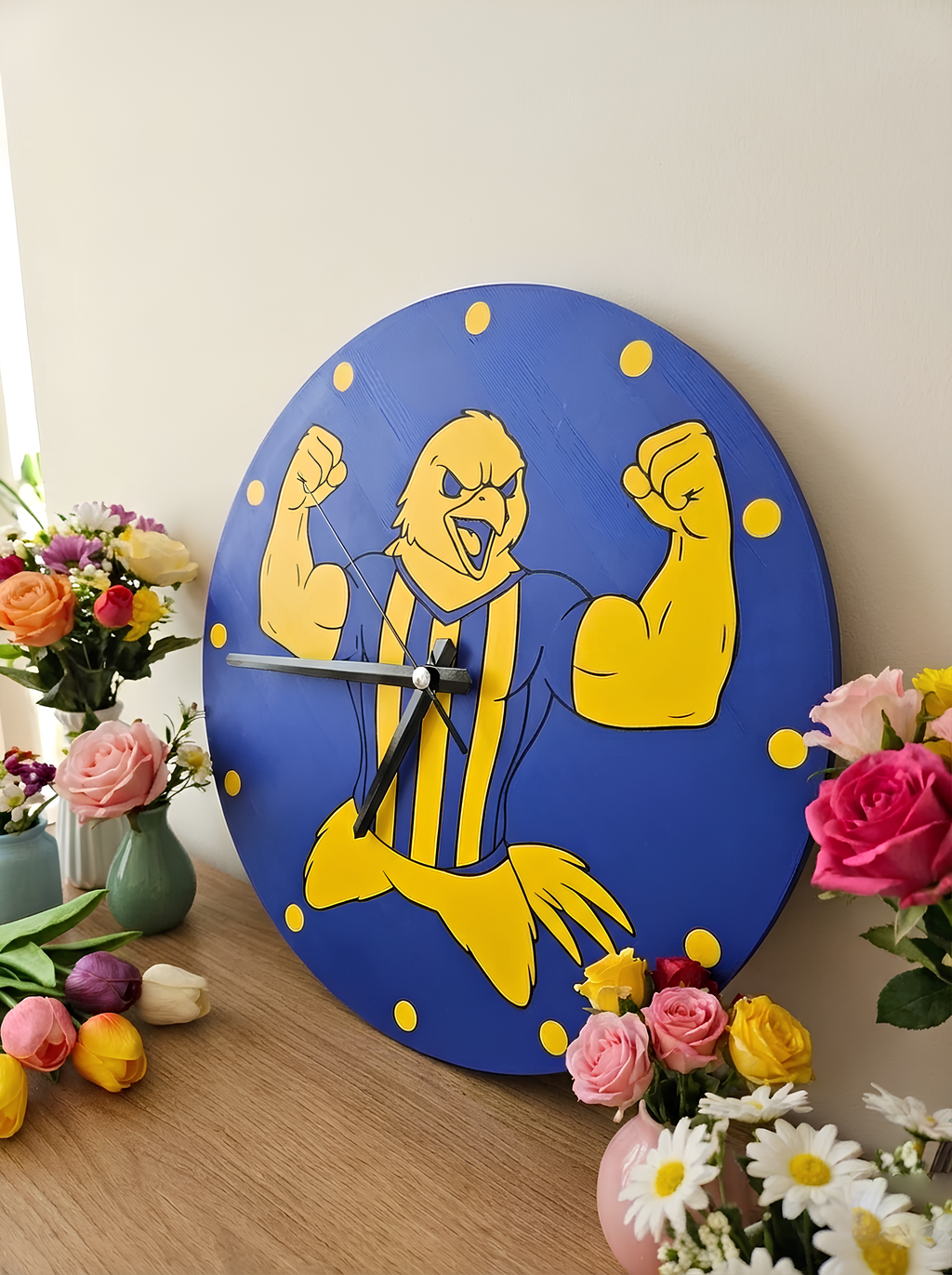 Sarı Lacivert Raksı Duvar Saati | Kanarya Ruhu Tasarımı