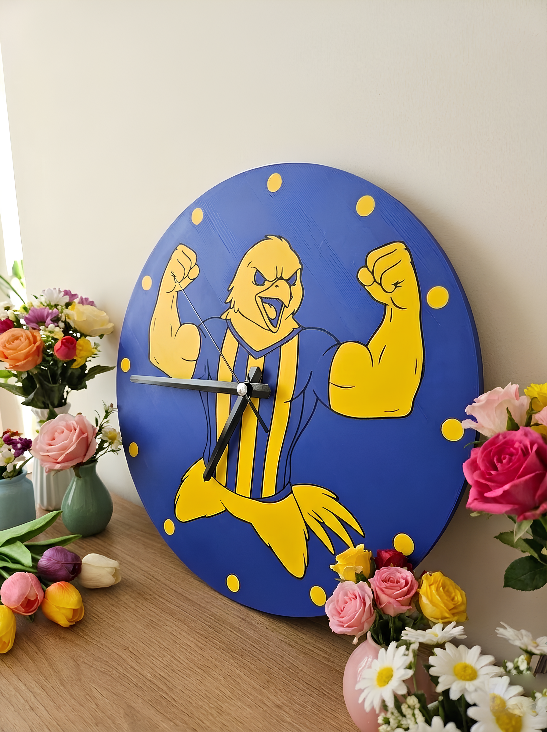 Sarı Lacivert Raksı Duvar Saati | Kanarya Ruhu Tasarımı