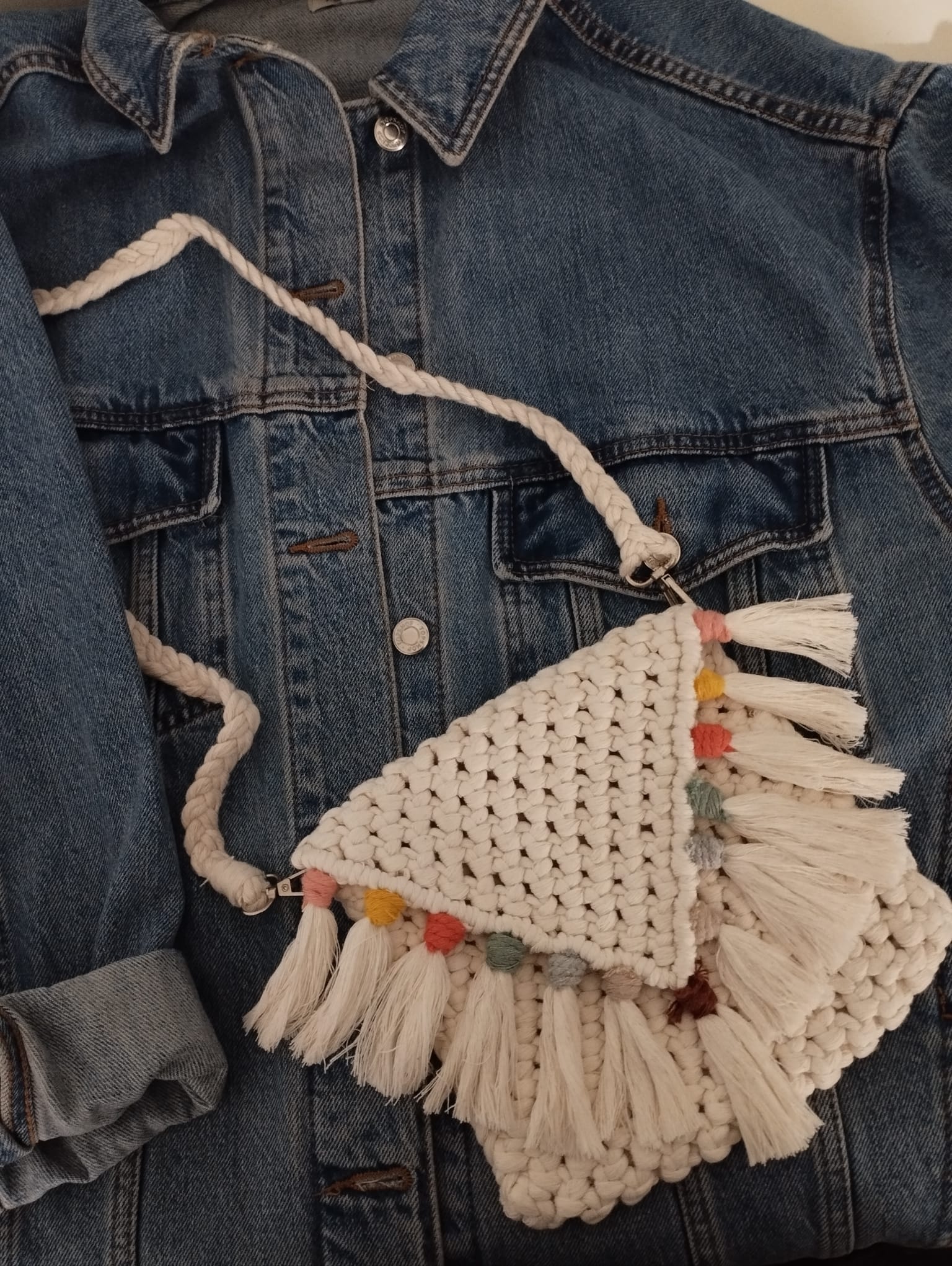 Ponponlu Makrome Zarf Çanta